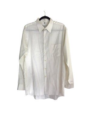 GEOFFREY BEENE-Solid Tan Button-Down Shirt Men's Neck Size 17.5 Wrinkle-Free